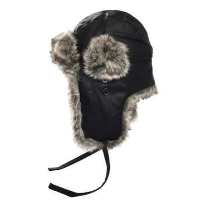 Chapeau Chapka en Similicuir Délavé noir JAXON & JAMES - VENTE EN GROS