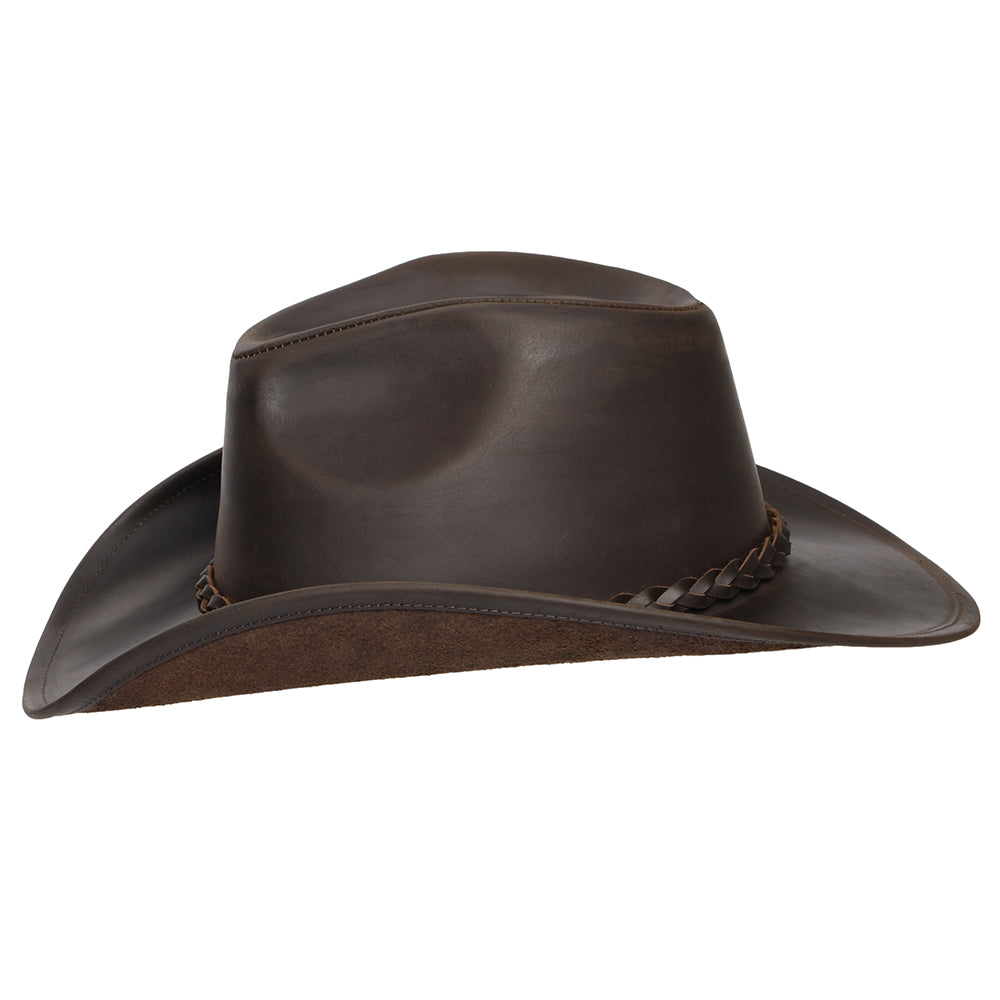 Chapeau de Cowboy en Cuir de Buffle chocolat JAXON & JAMES - VENTE EN GROS