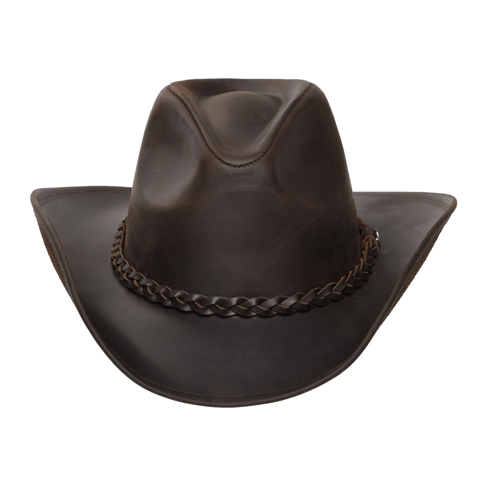 Chapeau de Cowboy en Cuir de Buffle chocolat JAXON & JAMES - VENTE EN GROS