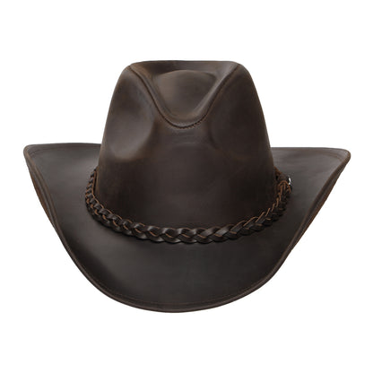 Chapeau de Cowboy en Cuir de Buffle chocolat JAXON & JAMES - VENTE EN GROS