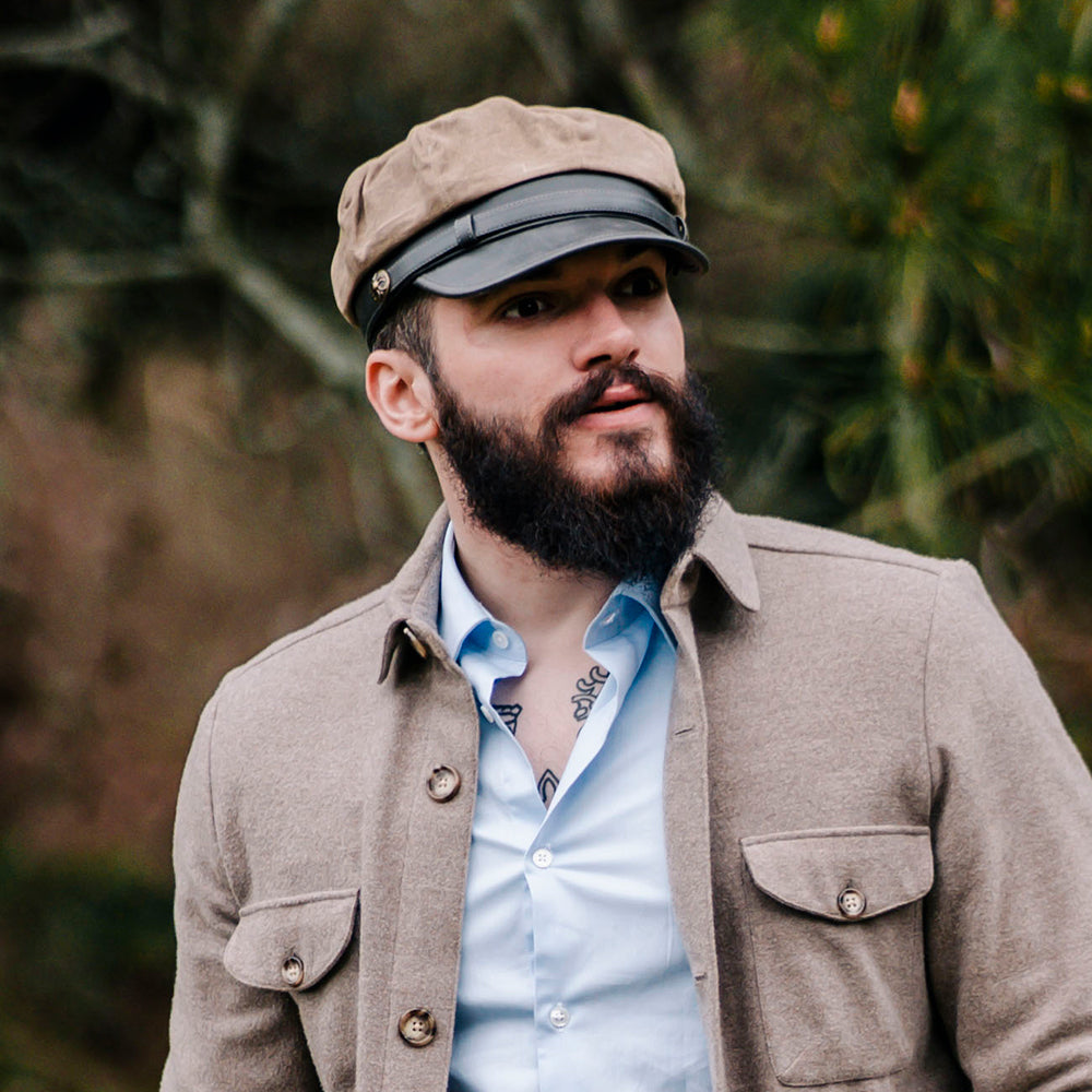 Casquette de Motard Rebelle beige britannique JAXON & JAMES - VENTE EN GROS