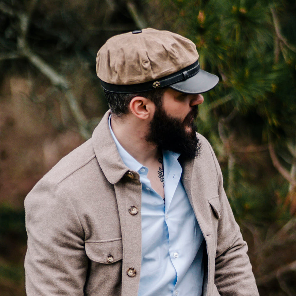 Casquette de Motard Rebelle beige britannique JAXON & JAMES - VENTE EN GROS