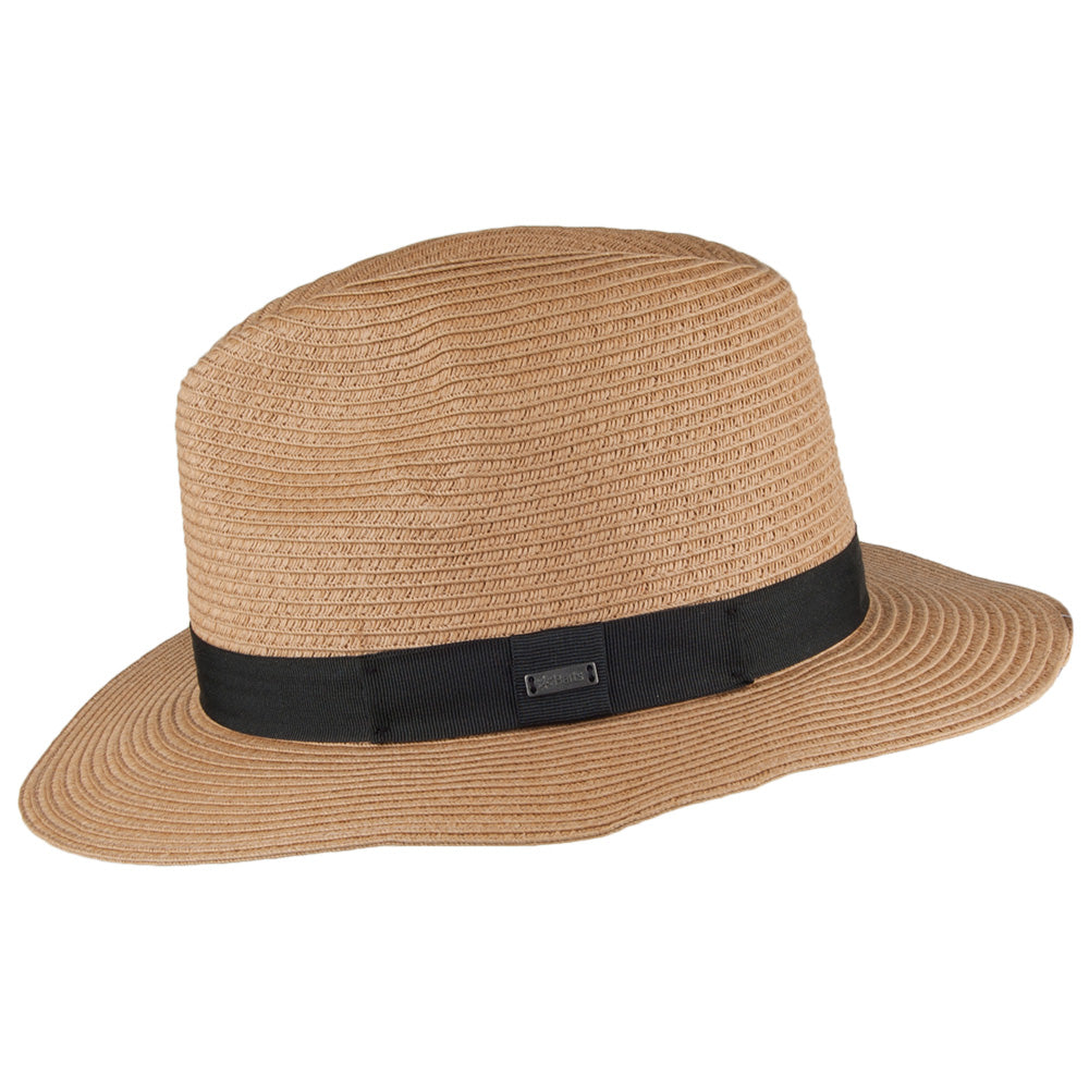 Chapeau Fedora en Paille Toyo Aveloz marron clair BARTS