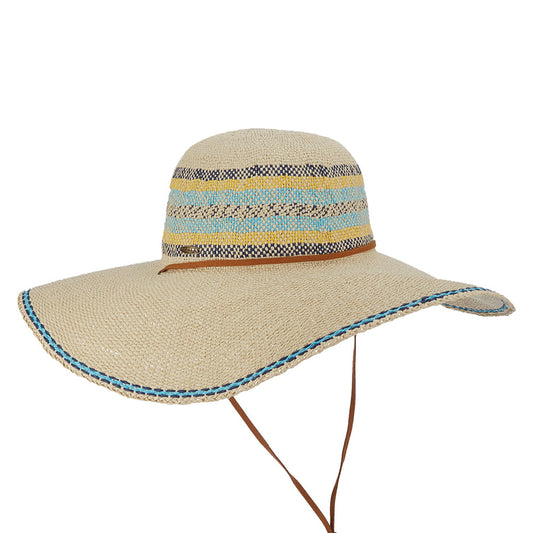 Chapeau Été à Bord Large en Paille Toyo Eloisa beige-turquoise SCALA