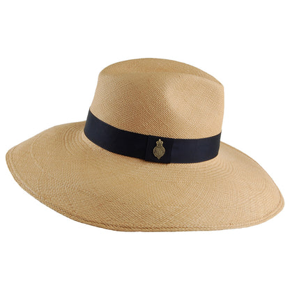 Chapeau Panama à Bord Large Bandeau Bleu Marine Classic Jessica naturel CHRISTYS