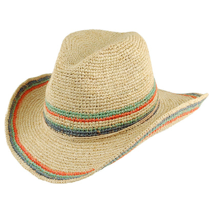 Chapeau de Cowboy en Raphia Crocheté Trezza naturel clair SCALA