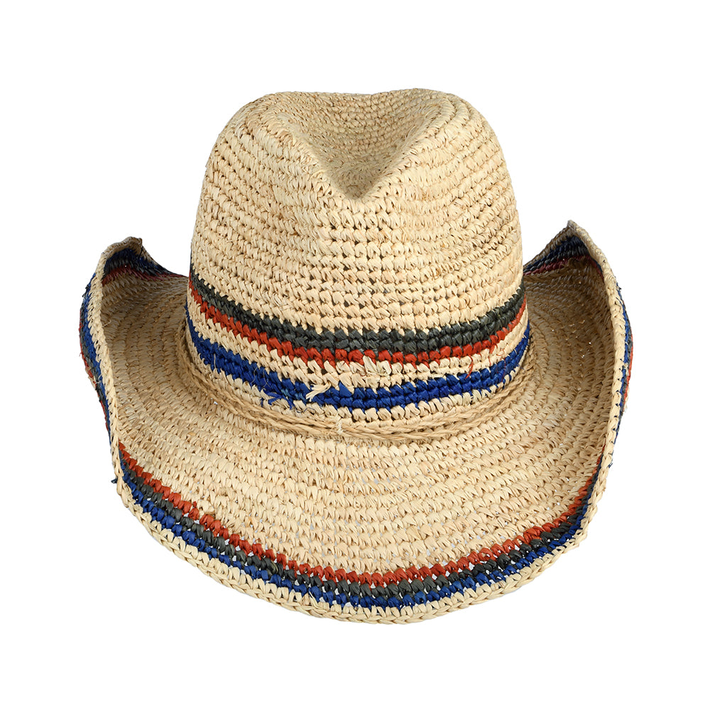Chapeau de Cowboy en Raphia Crocheté Trezza naturel foncé SCALA