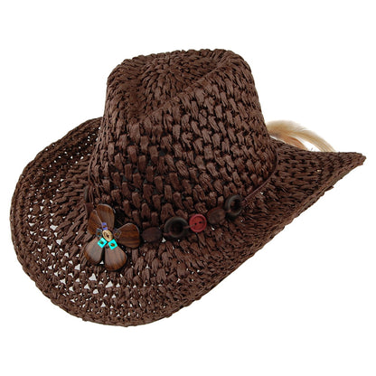 Chapeau de Cowboy en Paille Toyo Crochetée Prairie marron SCALA
