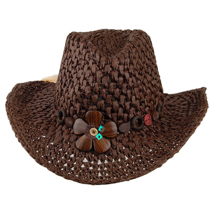 Chapeau de Cowboy en Paille Toyo Crochetée Prairie marron SCALA