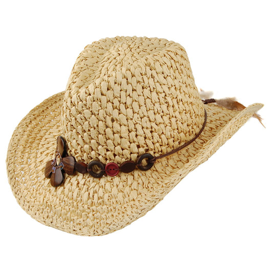 Chapeau de Cowboy en Paille Toyo Crochetée Prairie naturel SCALA