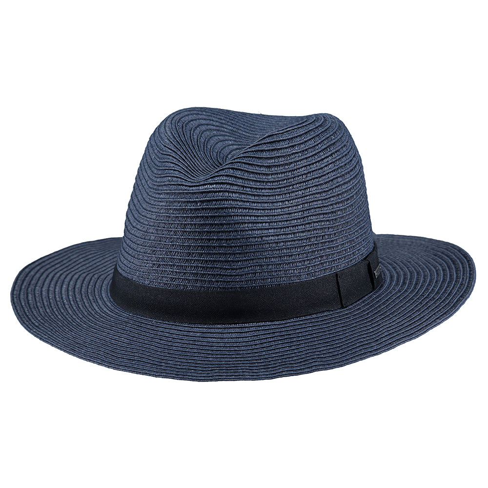 Chapeau Fedora en Paille Toyo Aveloz bleu marine BARTS