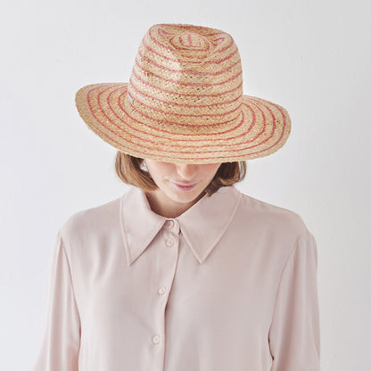 Chapeau Fedora en Raphia Déformable naturel-rose SEEBERGER