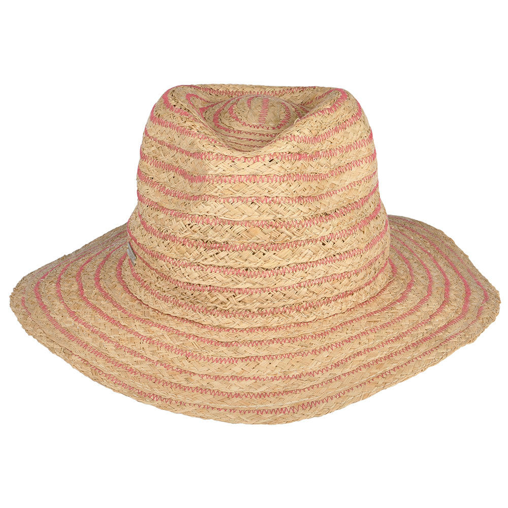 Chapeau Fedora en Raphia Déformable naturel-rose SEEBERGER