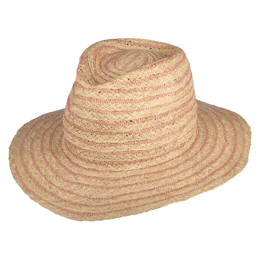 Chapeau Fedora en Raphia Déformable naturel-rose SEEBERGER