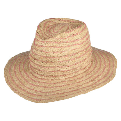 Chapeau Fedora en Raphia Déformable naturel-rose SEEBERGER