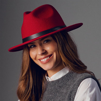 Chapeau Fedora en Laine Feutrée Hydrofuge Classic rouge FAILSWORTH