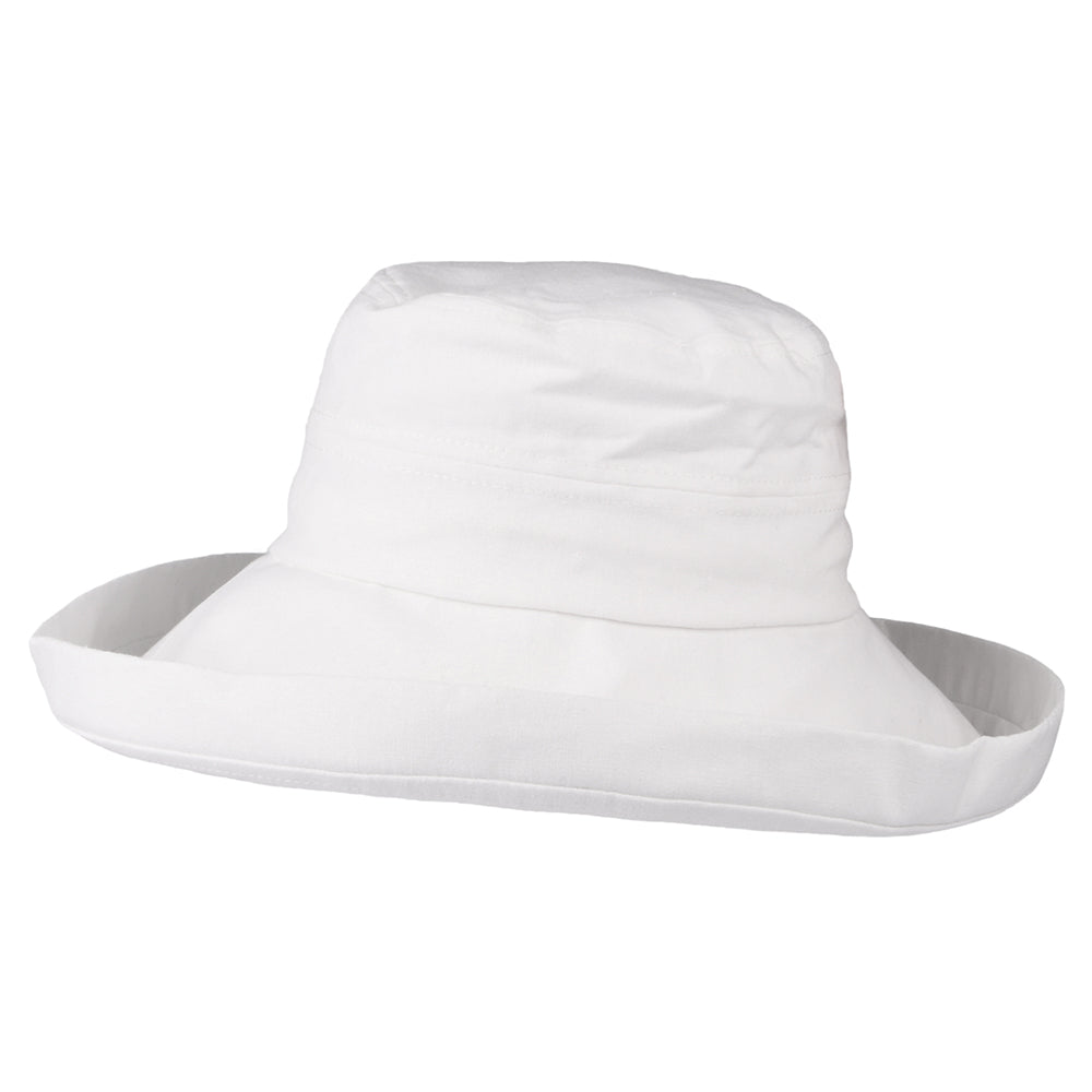 Chapeau Été en Lin Pliable Lily blanc SUR LA TÊTE