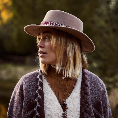 Chapeau Canotier en Laine Feutrée Fawne marron clair BARTS