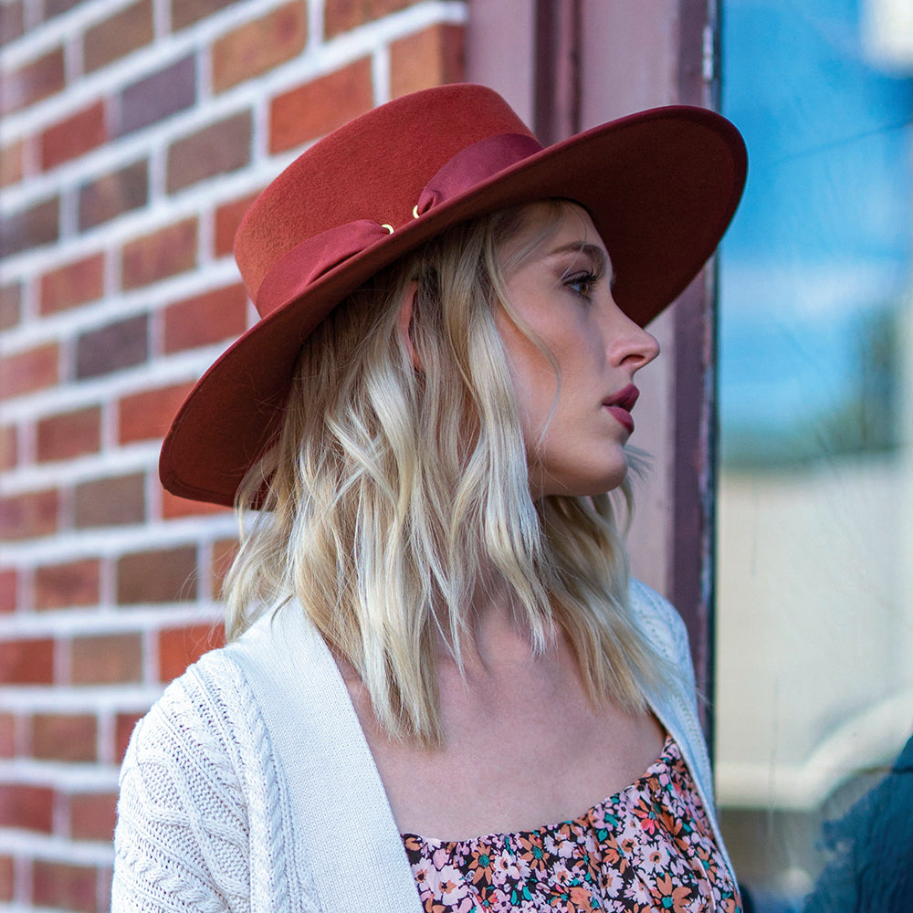 Chapeau Gaucho en Laine Feutrée rouille SCALA