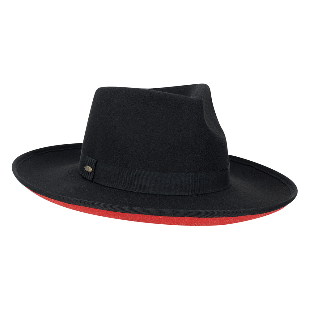 Chapeau Fedora Rancher Dillane noir-rouge SCALA