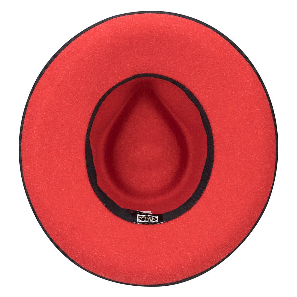 Chapeau Fedora Rancher Dillane noir-rouge SCALA