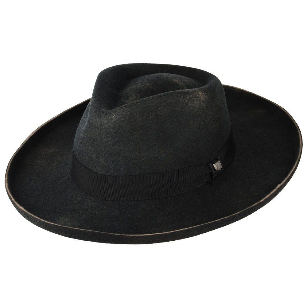 Chapeau Fedora en Laine Feutrée Victoria noir délavé BRIXTON