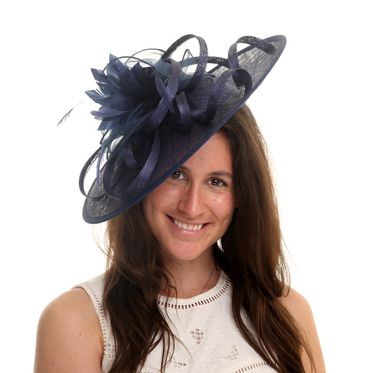 Chapeau Bibi Disque Penelope bleu marine JANE ANNE DESIGNS