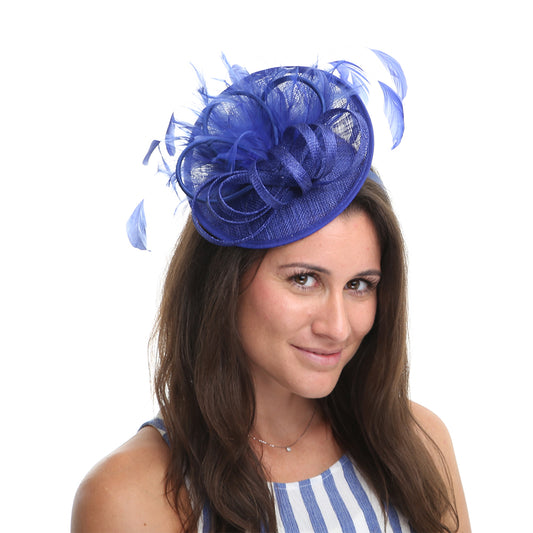 Chapeau Bibi Disque Aria bleu cobalt JANE ANNE DESIGNS