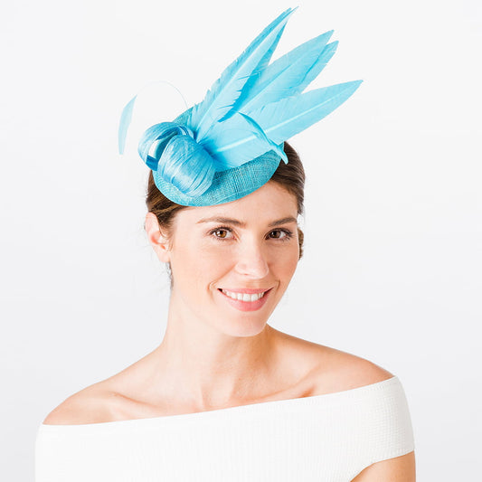 Chapeau Calot à Plumes Ariel turquoise FAILSWORTH