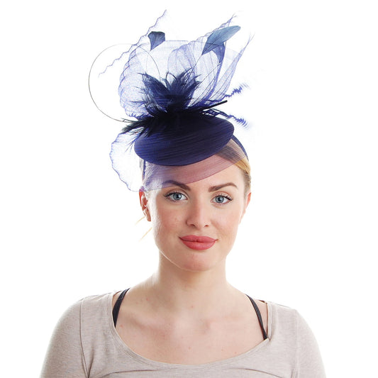Chapeau Calot Bibi en Tulle Aubrey bleu marine FAILSWORTH