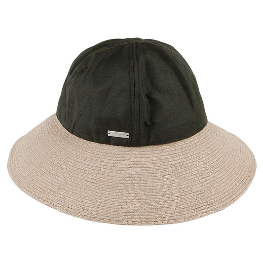 Chapeau Cloche Été à Bord Large olive-naturel SEEBERGER