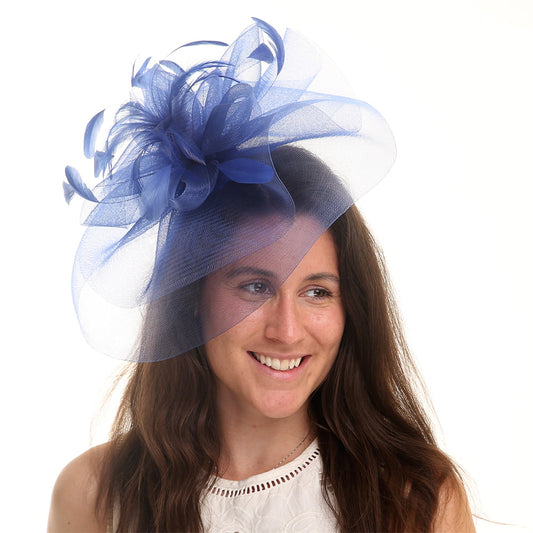 Chapeau Bibi avec Voile Joanne bleu cobalt JANE ANNE DESIGNS