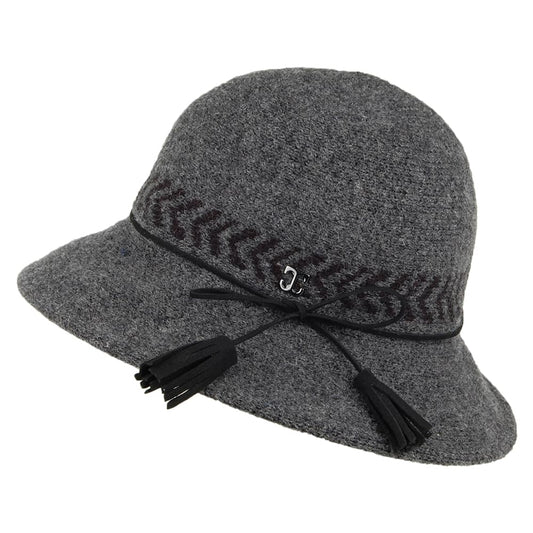 Chapeau Cloche en Laine Mélangée Mattie anthracite CALLANAN