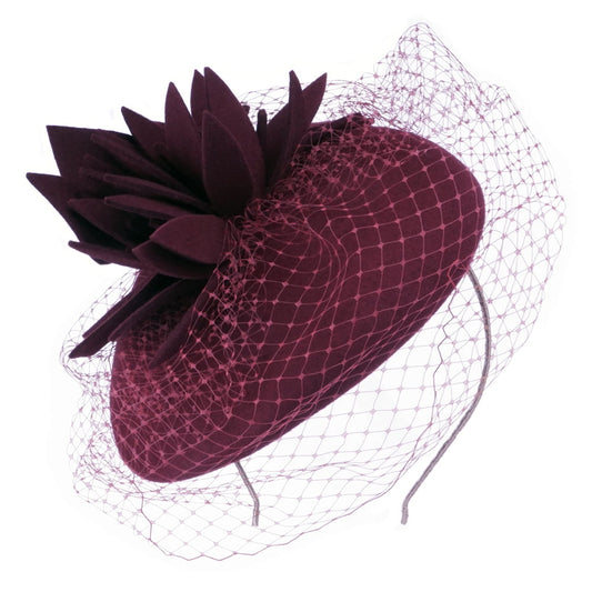 Chapeau Calot Miriam avec Voile bordeaux FAILSWORTH