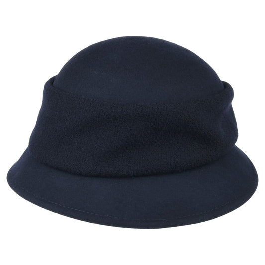 Chapeau Cloche en Laine Feutrée bleu marine SEEBERGER