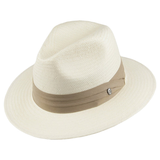Chapeau Fedora Safari en Paille Toyo avec Bandeau khaki JAXON & JAMES