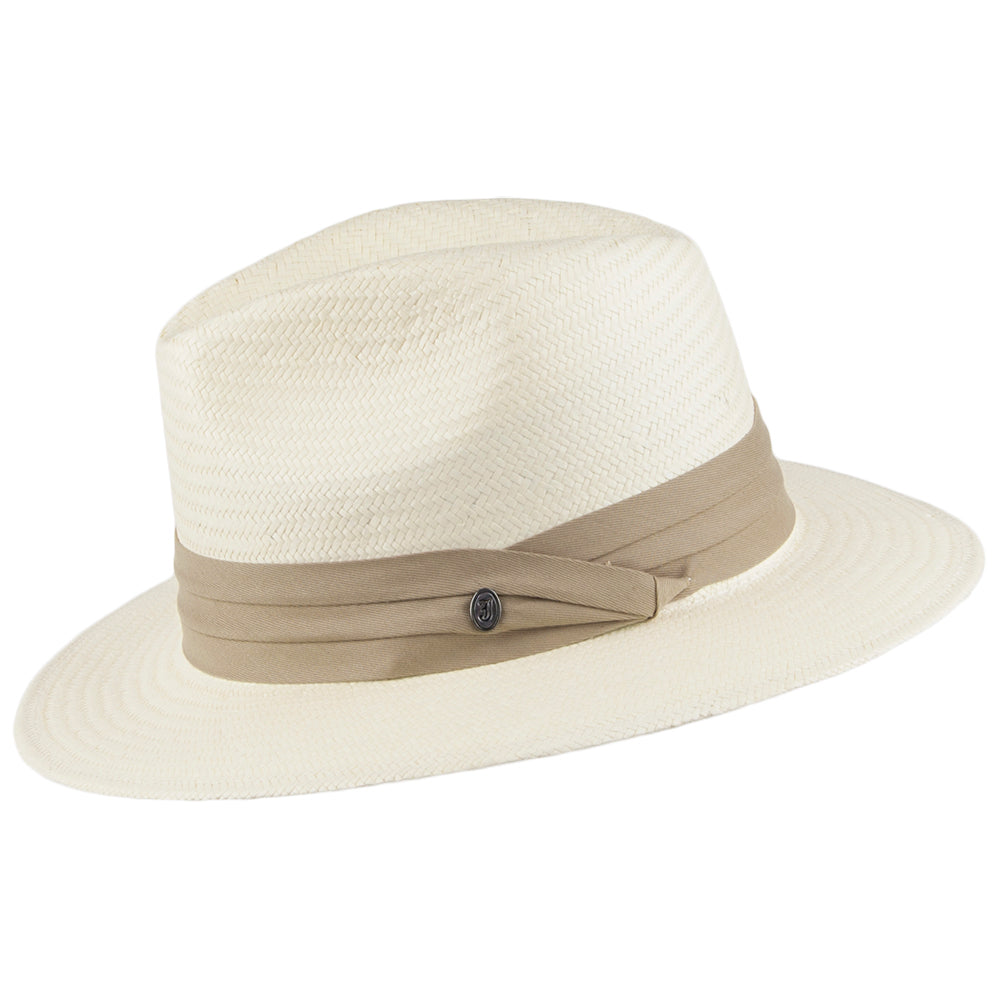 Chapeau Fedora Safari en Paille Toyo avec Bandeau khaki JAXON & JAMES
