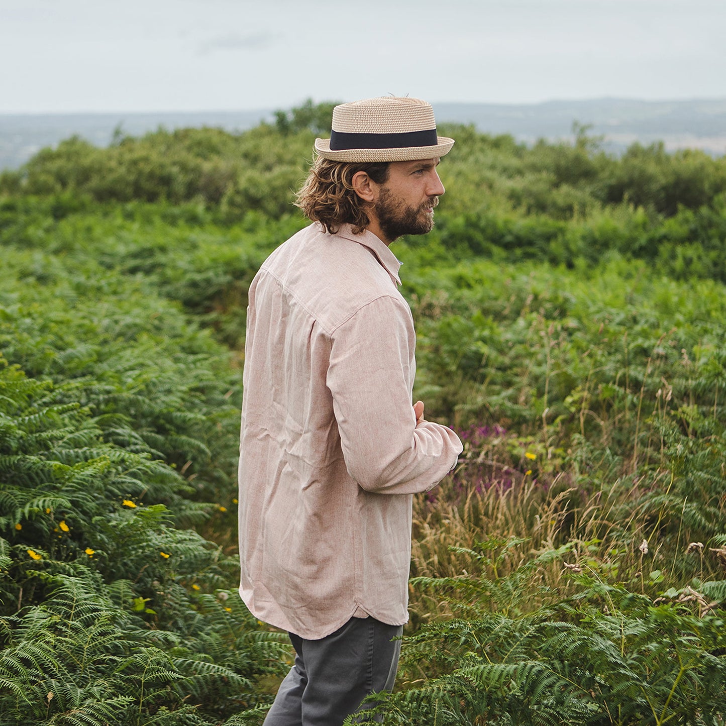 Chapeau Pork Pie Diamond Crown en Paille Toyo Tressée naturel JAXON & JAMES