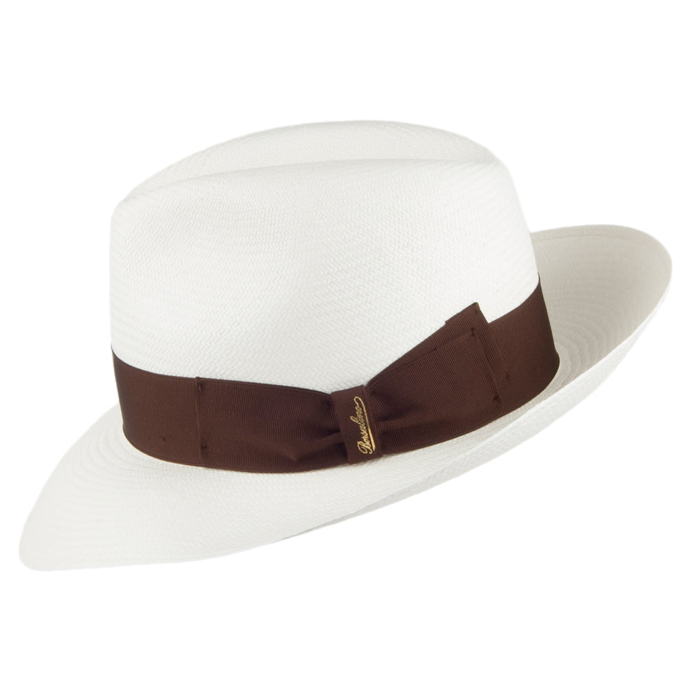 Chapeau Fedora Panama avec Bandeau marron Fine décoloré BORSALINO