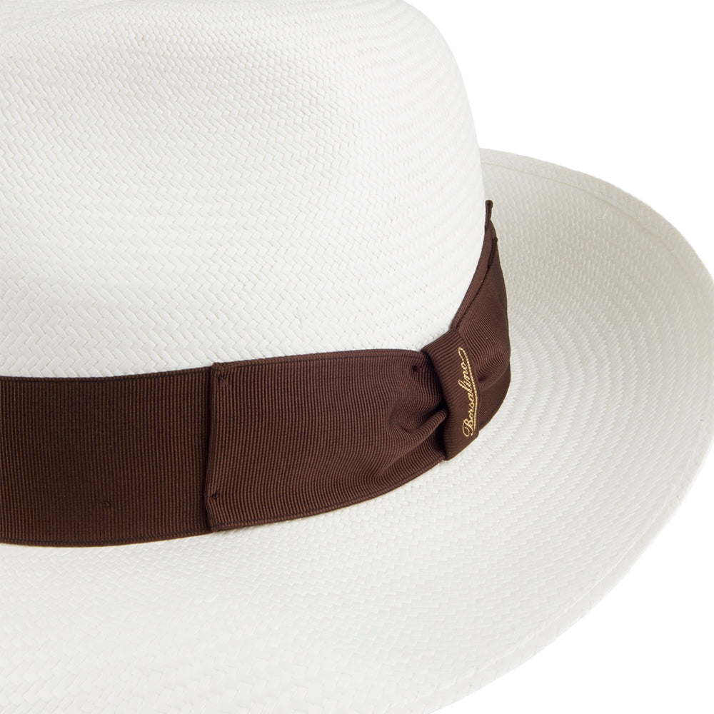 Chapeau Fedora Panama avec Bandeau marron décoloré BORSALINO