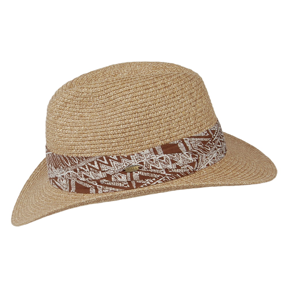 Chapeau Fedora Safari en Paille Toyo beige sable SCALA
