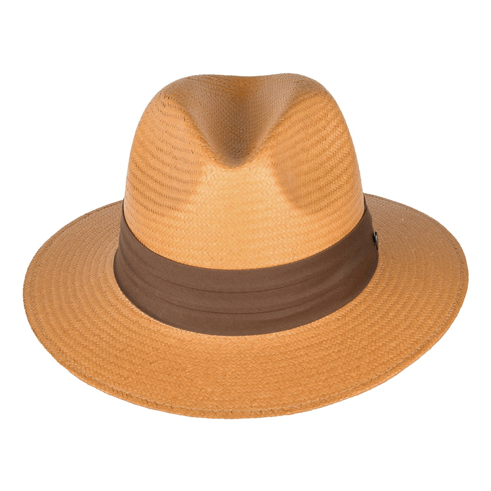 Chapeau Fedora Safari en Paille Toyo beige sable avec Bandeau marron JAXON & JAMES