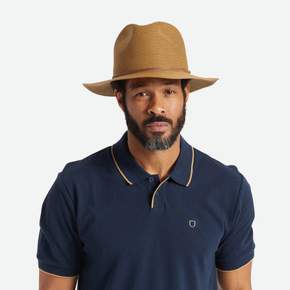 Chapeau Fedora en Paille Pliable Wesley cuivre BRIXTON