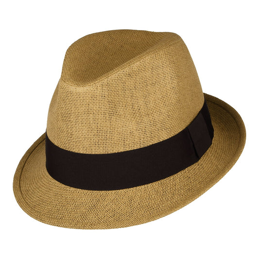 Chapeau Trilby en Paille Toyo tabac FAILSWORTH