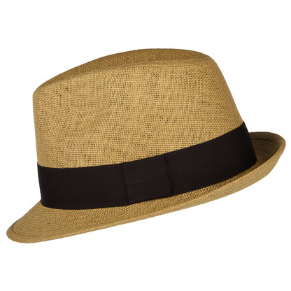Chapeau Trilby en Paille Toyo tabac FAILSWORTH