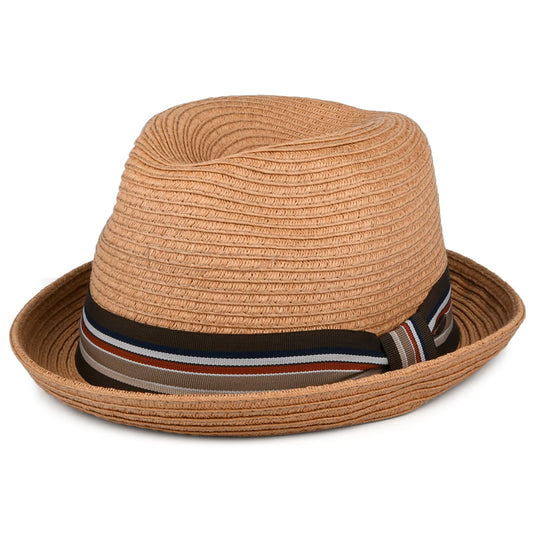 Chapeau Trilby en Paille à Bandeau Rayé toast SCALA