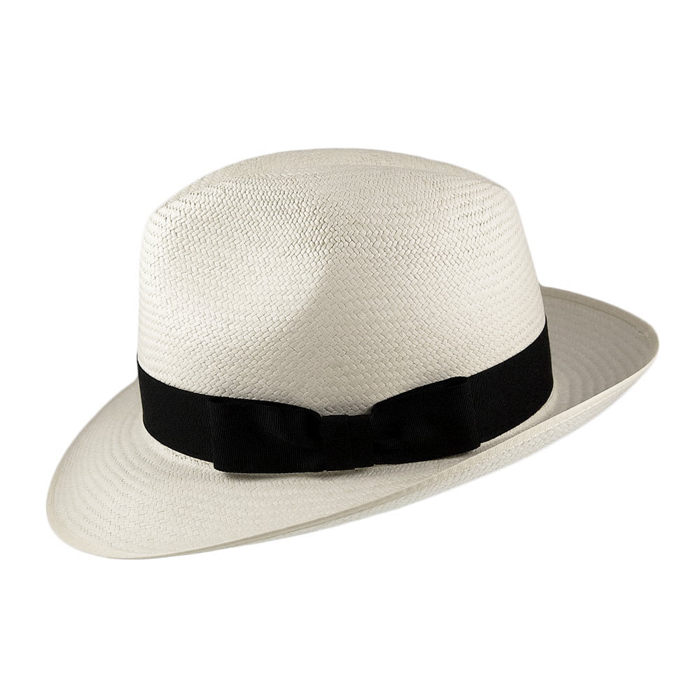 Chapeau Fedora Panama Excellent naturel avec Bandeau noir OLNEY