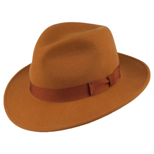 Chapeau Fedora en Laine Feutrée Déformable Hydrofuge Curtis beige sable BAILEY