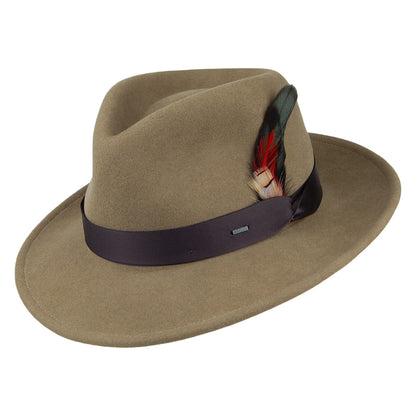 Chapeau Fedora en Laine Feutrée Metrick olive clair BAILEY