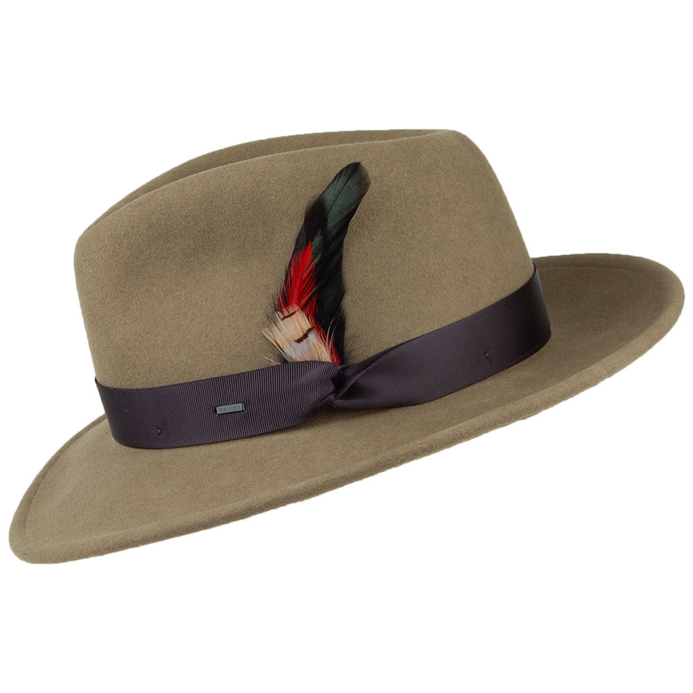 Chapeau Fedora en Laine Feutrée Metrick olive clair BAILEY